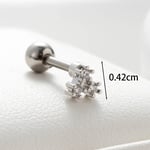 Silver color / 1 Piece Simple Series Titanium Steel Silver Color Zircon Women's Stud Earrings Picture2